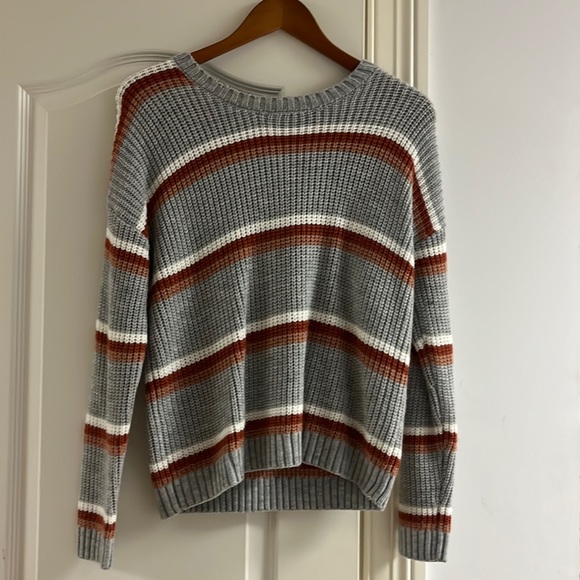Dry Goods Gray and Pink Striped Sweater - Picture 2 of 3